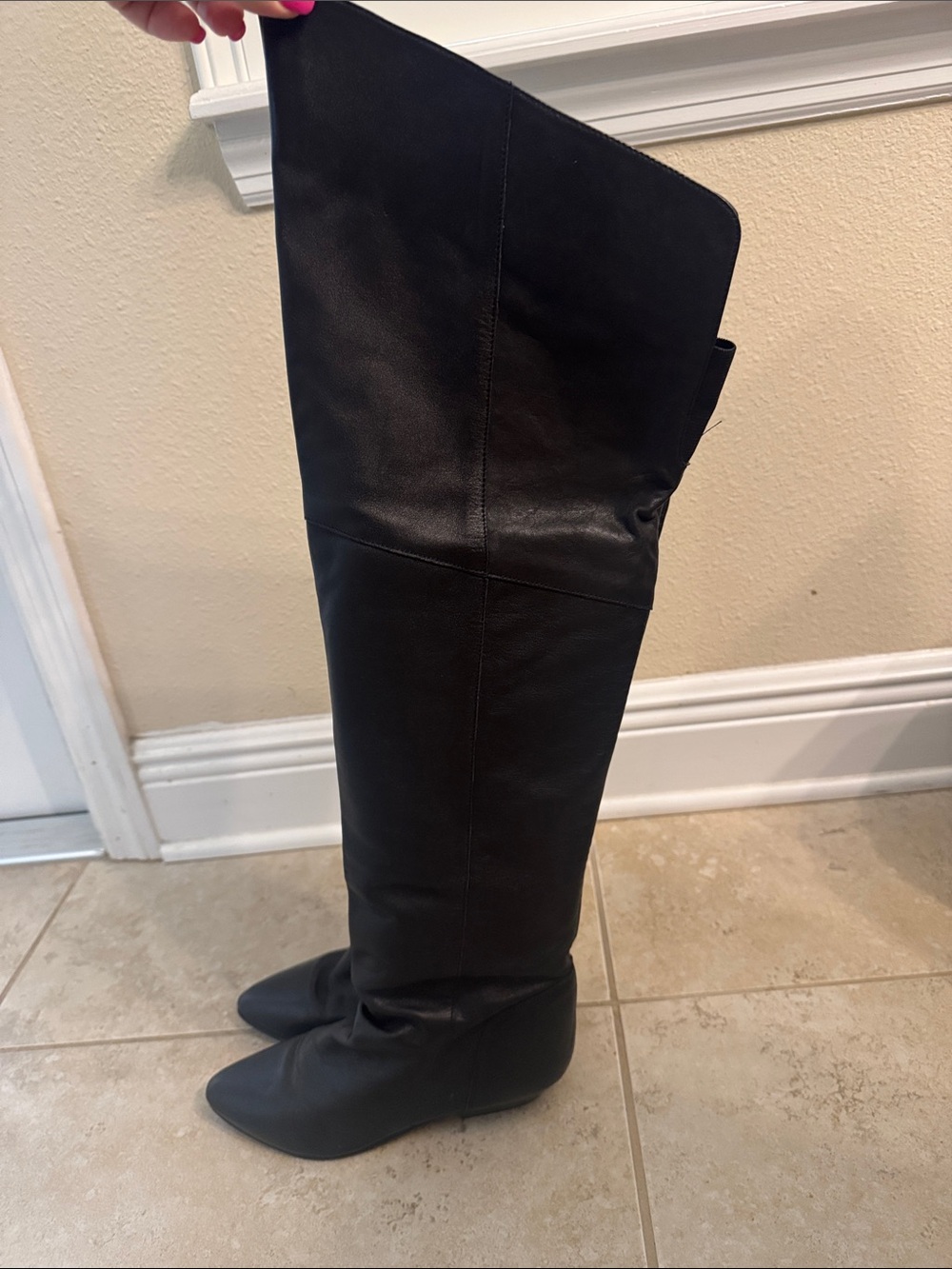 Black Over-the-Knee Leather Boots